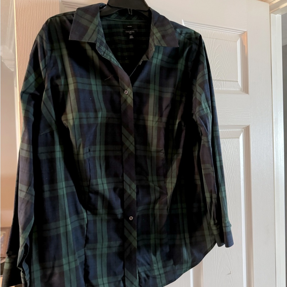 Talbots Blackwatch Plaid Shirt - size 14w